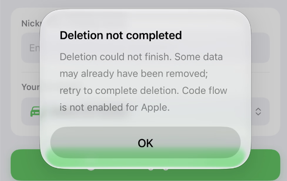 NextCharge Driver Profile with Apple sign-in